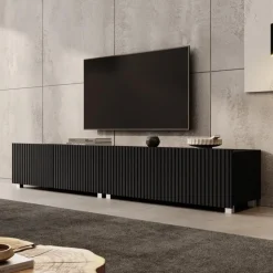 Meubella - TV-Meubel Kenderes - Zwart - 200 cm