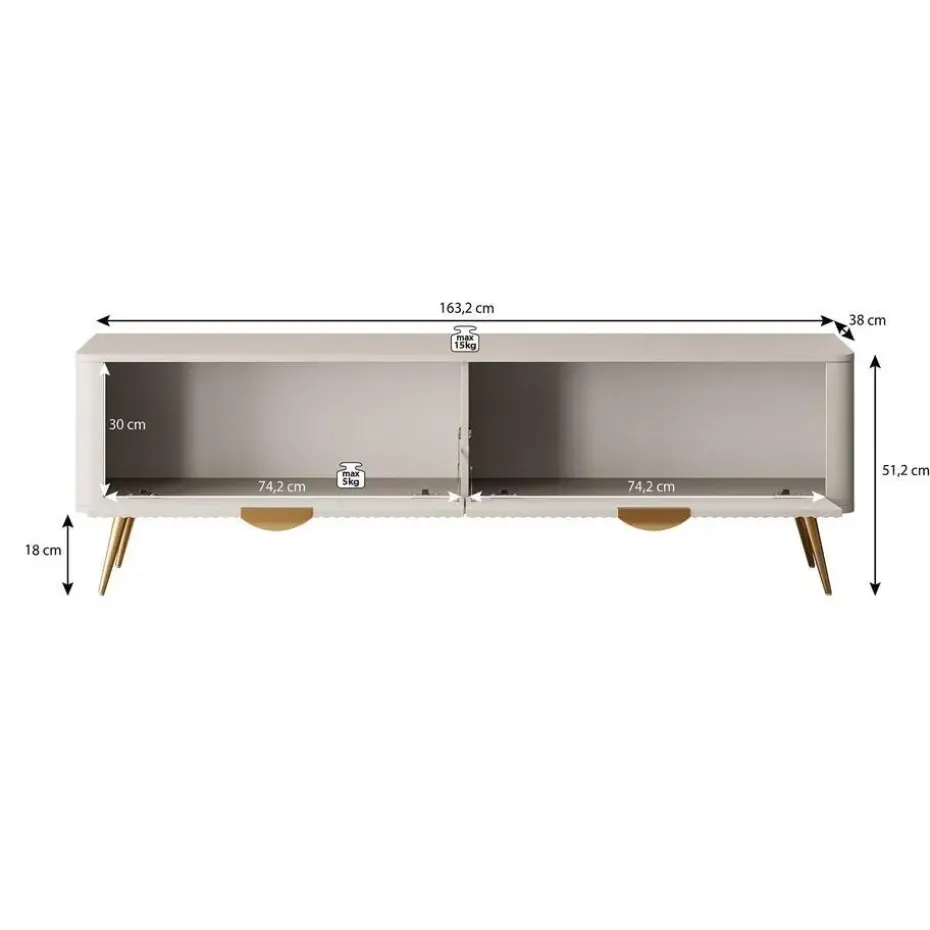 Meubella - TV-Meubel Lima - Beige - 163 cm
