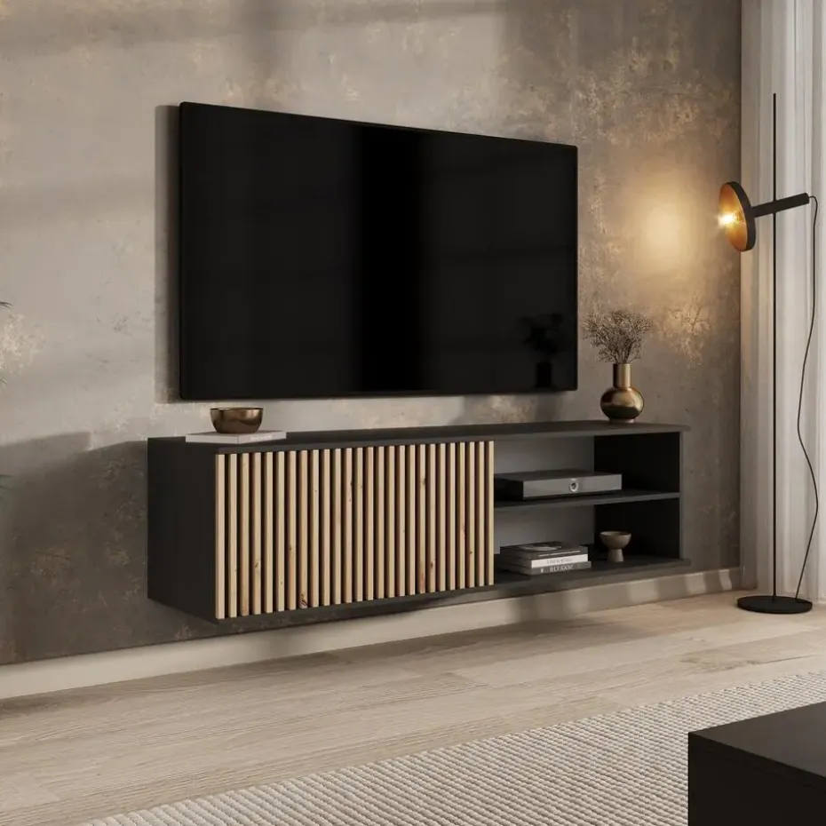 Meubella - TV-Meubel Marbella - Zwart - 150 cm