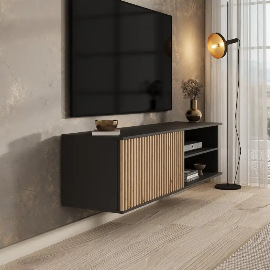 Meubella - TV-Meubel Marbella - Zwart - 150 cm