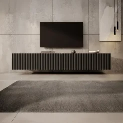 Meubella - TV-Meubel Pepinos - Mat zwart - 200 cm