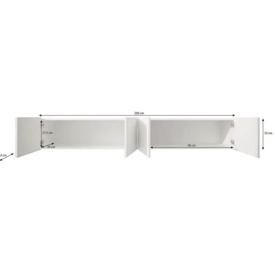 Meubella - TV-Meubel Pepinos - Mat zwart - 200 cm
