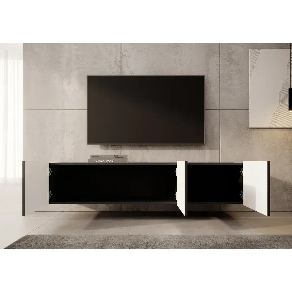 Meubella - TV-Meubel Pepinos - Mat zwart - 150 cm
