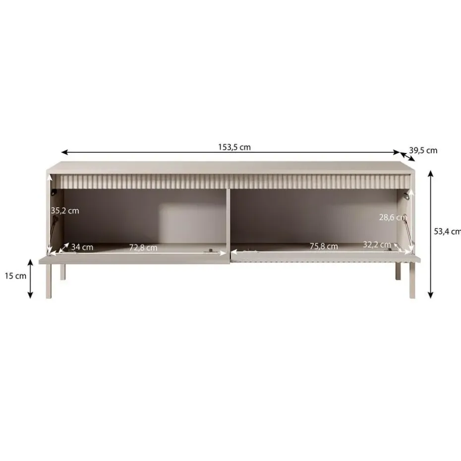 Meubella - TV-Meubel Saran - Mat zwart - 153 cm