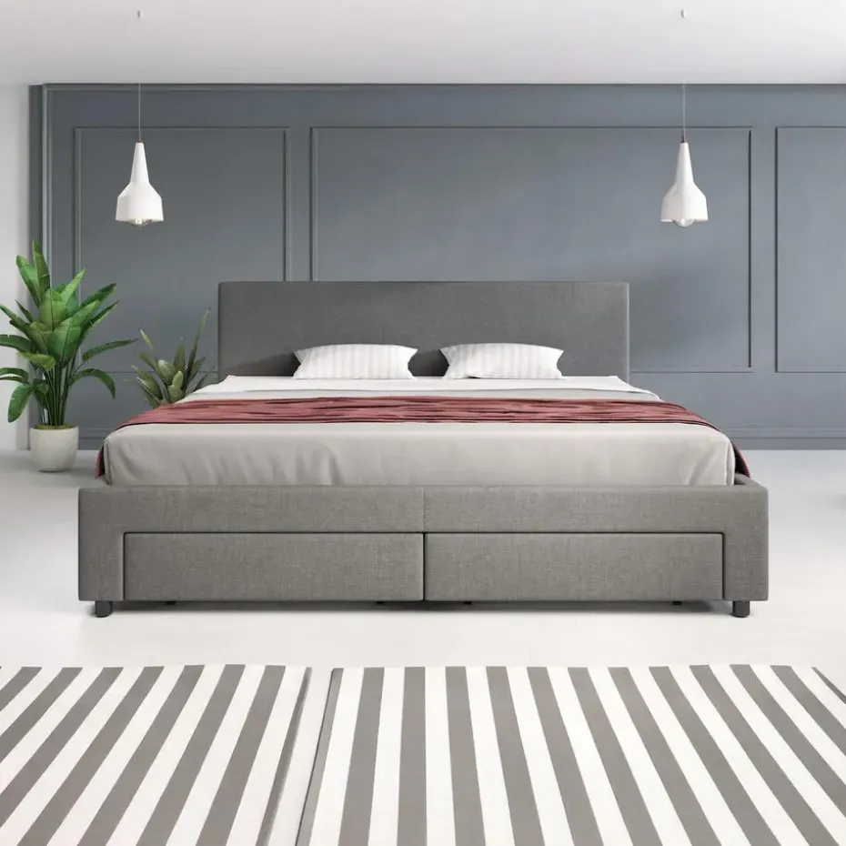 Meubella - Tweepersoonsbed Suente - Grijs - 180x200 cm