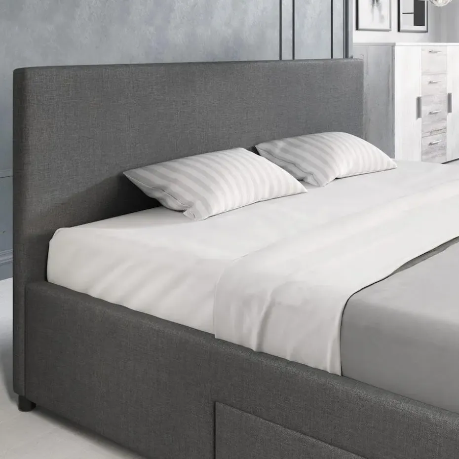 Meubella - Tweepersoonsbed Suente - Grijs - 180x200 cm
