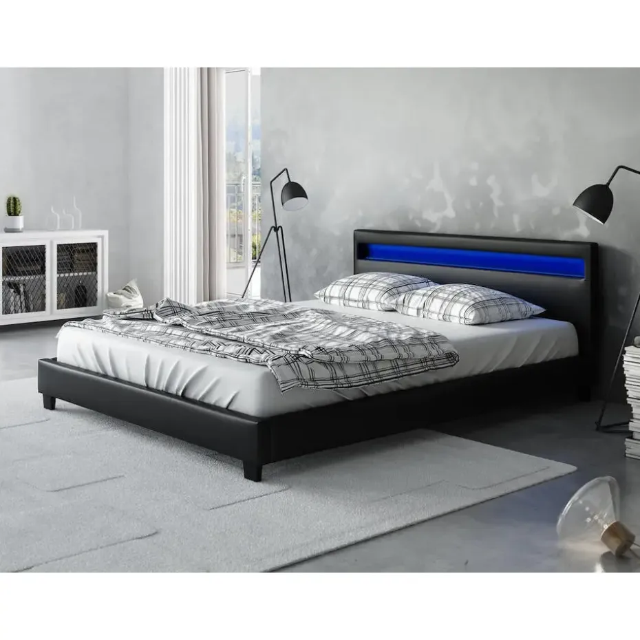 Meubella - Tweepersoonsbed Paris - Zwart - 160x200 cm