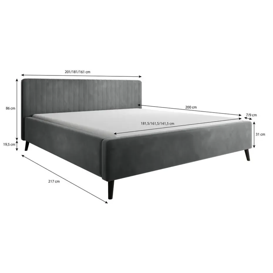Meubella - Tweepersoonsbed Jackson - Beige - Velvet - 180x200 cm