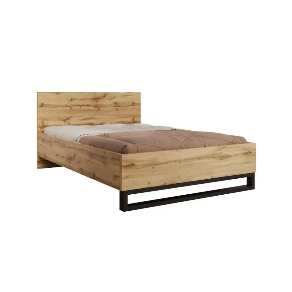 Meubella - Tweepersoonsbed Harlow - Eiken - 140x200 cm