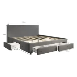 Meubella - Tweepersoonsbed Suente - Zwart - 180x200 cm