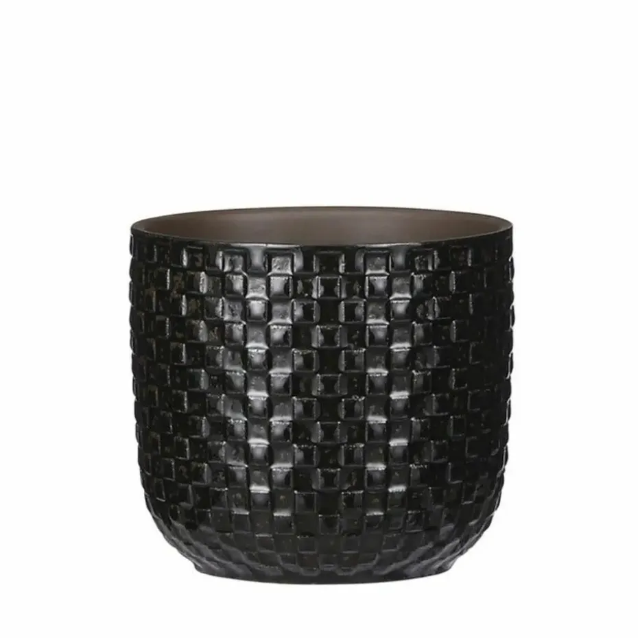 Mica Decorations - Plantenpot - Keramiek zwart - 12 x 11 cm