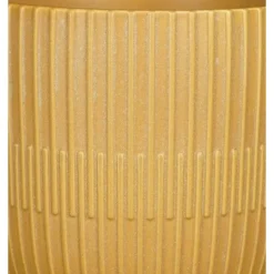 Mica Decorations - Plantenpot - okergeel - stripes - D10 x H9 cm
