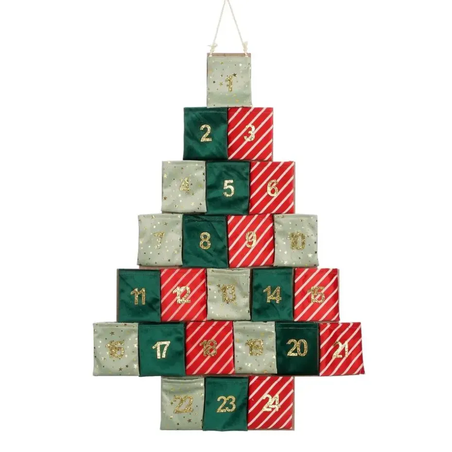 Mica Decorations Adventskalender - L72 x B1 x H51 cm - Groen, Rood
