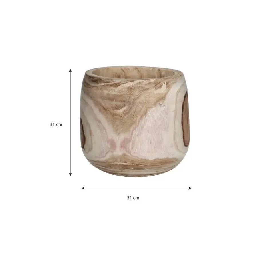 Mica Decorations Bloempot - hout - voor binnen en buiten - 31 cm