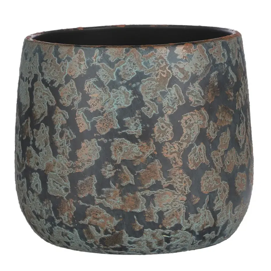 Mica Decorations Bloempot - koperkleurig - keramiek - 25 x 20 cm