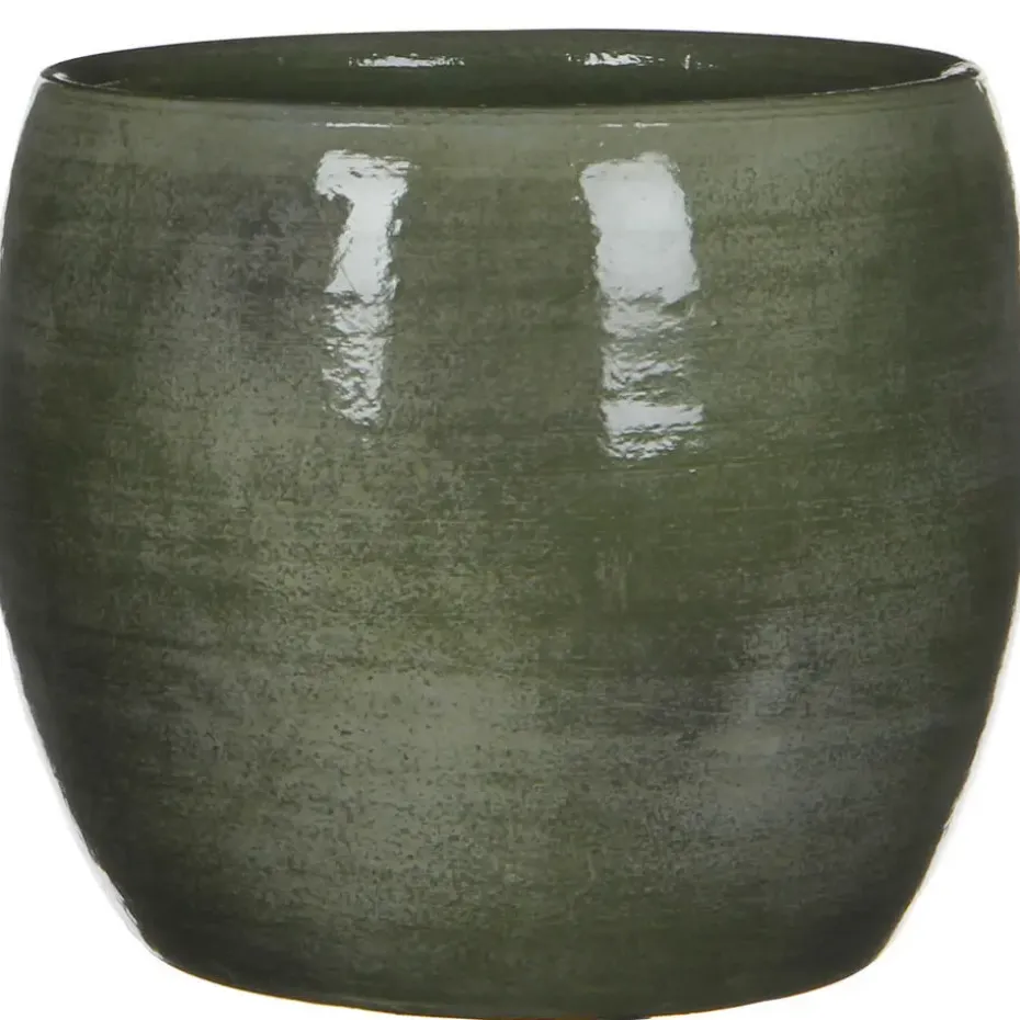 Mica Decorations Bloempot - glanzend groen - keramiek - 20 x 18 cm