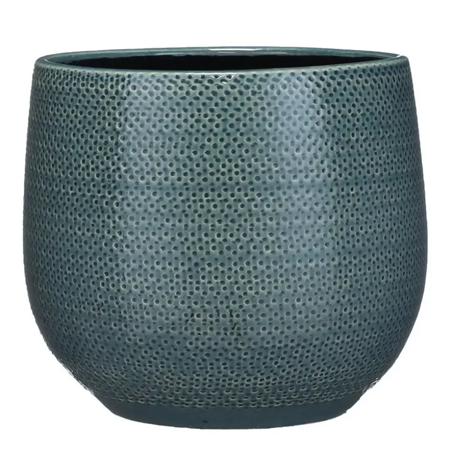 Mica Decorations Bloempot - midnight blauw - keramiek - 25 x 20 cm