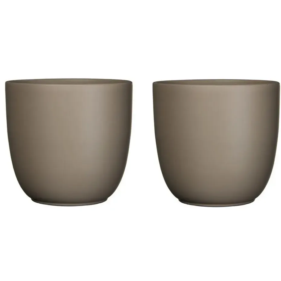 Mica Decorations Bloempot - taupe - keramiek - D12 x H11 cm
