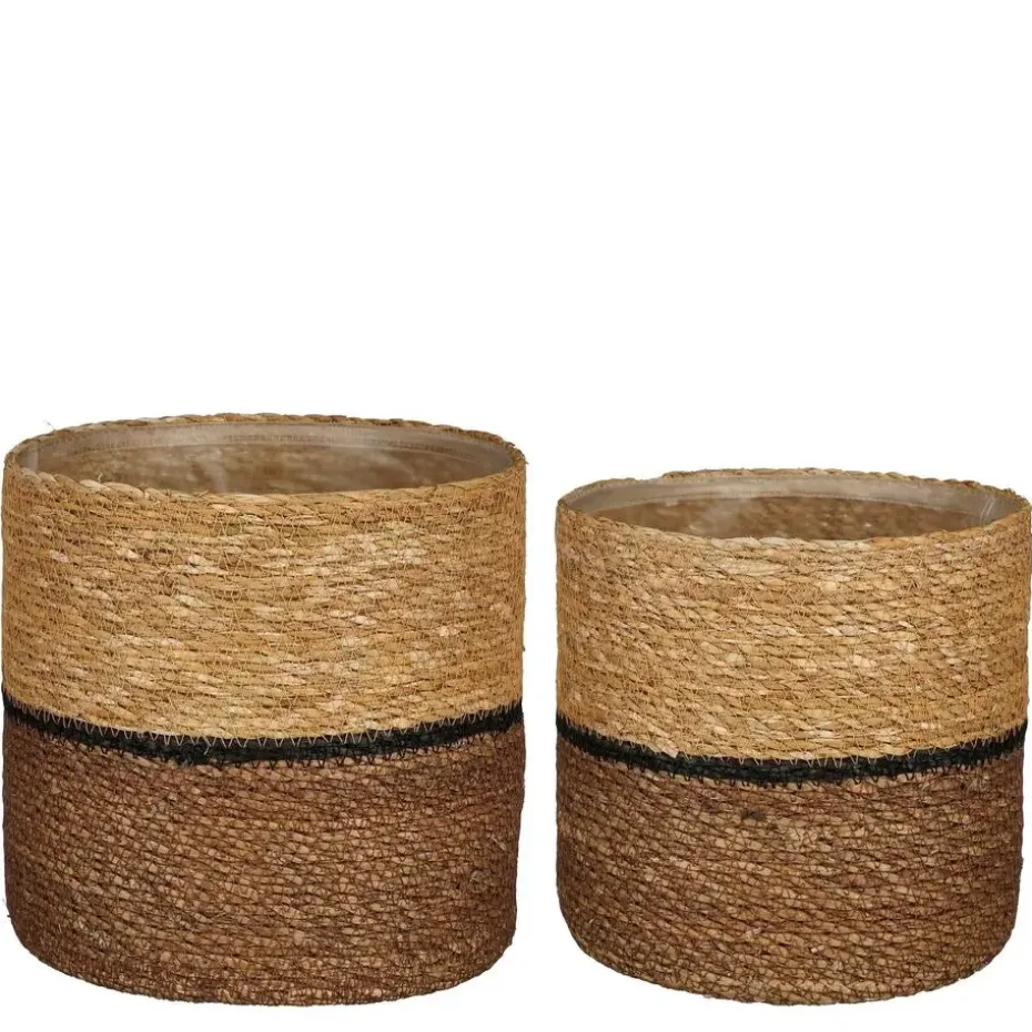 Mica Decorations Damian Plantenmand - Set van 2 - Ø20 cm - Zeegras
