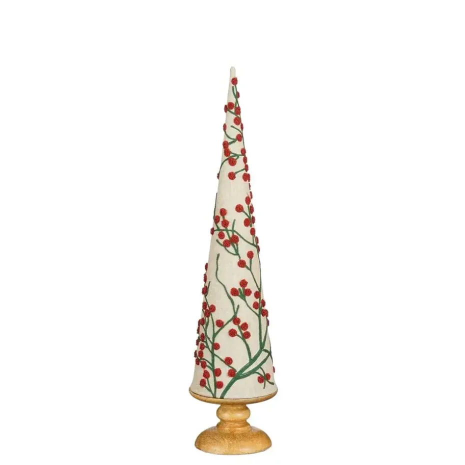 Mica Decorations Decoratie Kerstboom - H55 x Ø12 cm - Mangohout - Rood