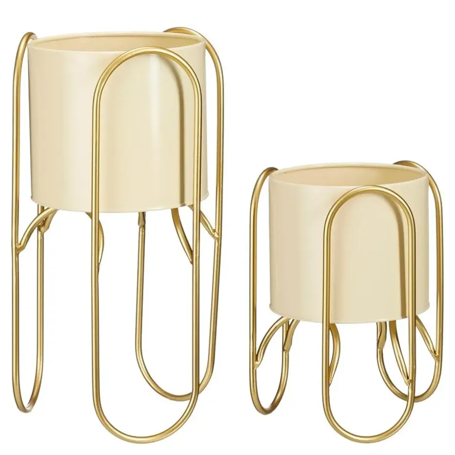 Mica Decorations Donau Bloempot op Standaard - Set van 2 - Metaal
