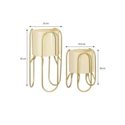 Mica Decorations Donau Bloempot op Standaard - Set van 2 - Metaal