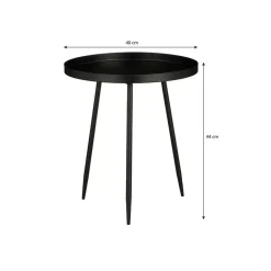 Mica Decorations Flores Bijzettafel - H44 x Ø40 cm - Zwart