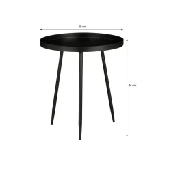 Mica Decorations Flores Bijzettafel - H44 x Ø40 cm - Zwart