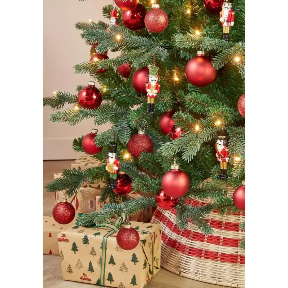 Mica Decorations Kerstornament Notenkraker - 6 Stuks - Polyester – Rood