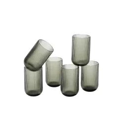 Mica Decorations Merlot Drinkglas - Set van 6 - 400 ml - Grijs