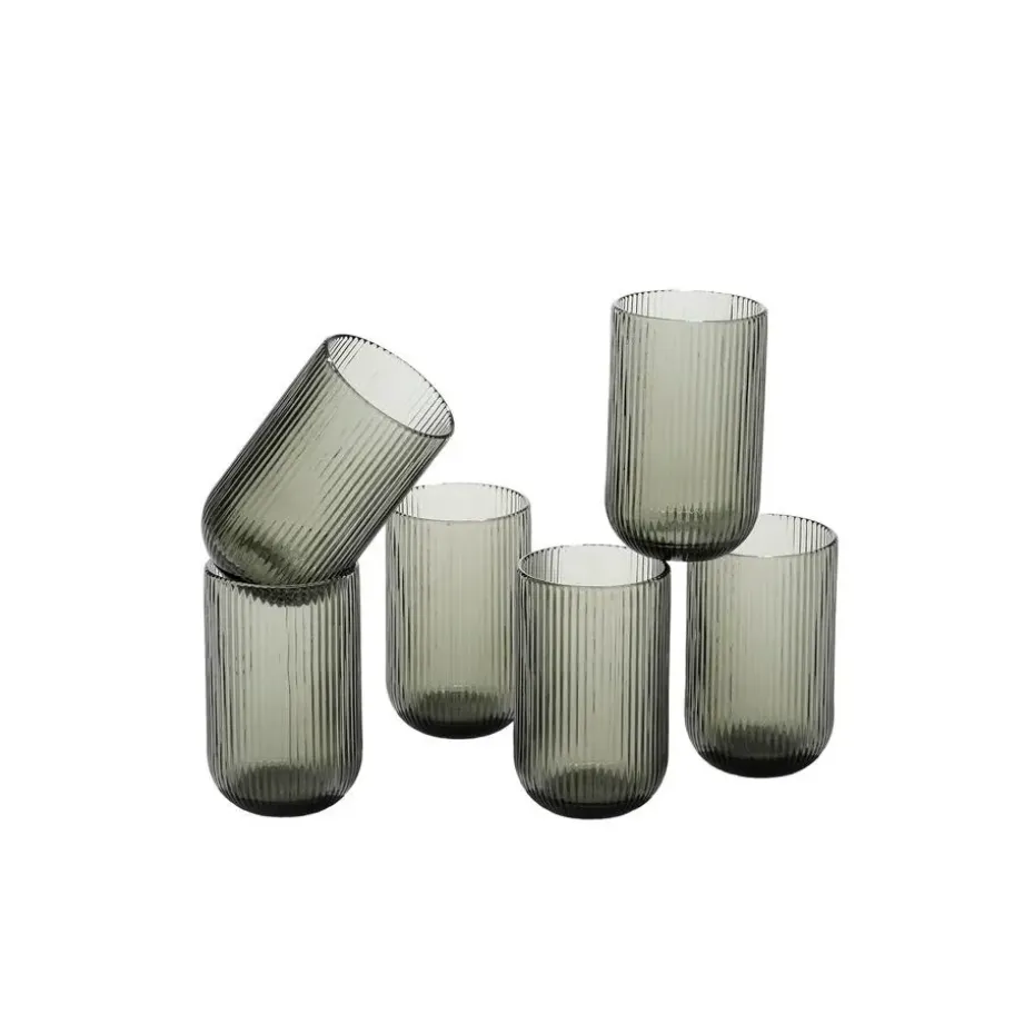 Mica Decorations Merlot Drinkglas - Set van 6 - 400 ml - Grijs