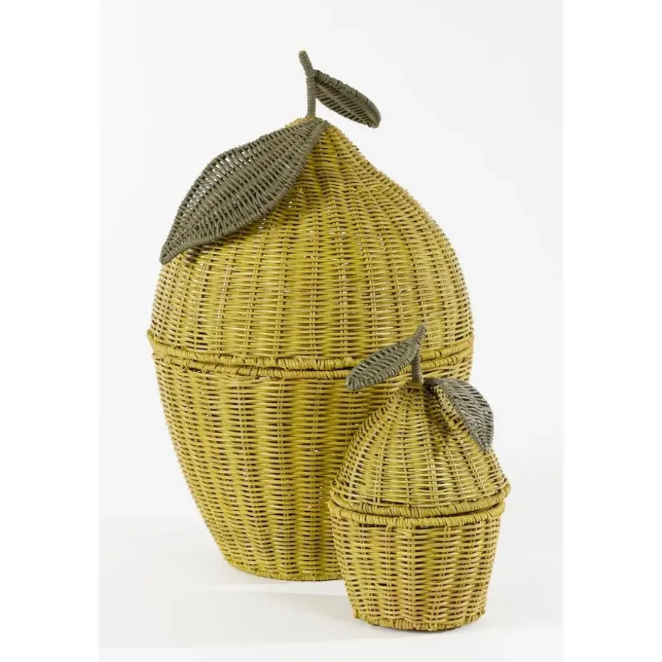 Mica Decorations Opbergmanden met Deksel - H48 x Ø30 cm - Geel