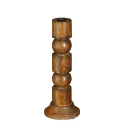 Mica Decorations Philo Kandelaar - H30 x Ø11 cm - Mangohout - Bruin