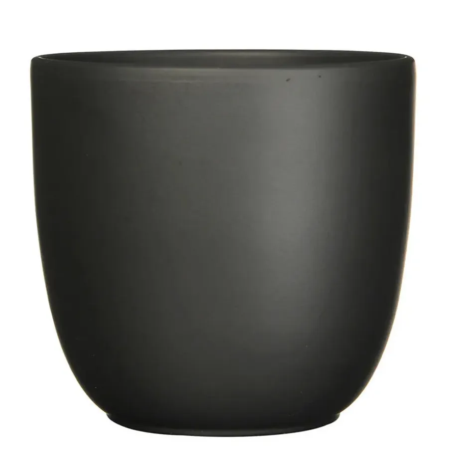 Mica Decorations Planten/bloempot Tusca - Zwart - D22/H20 cm