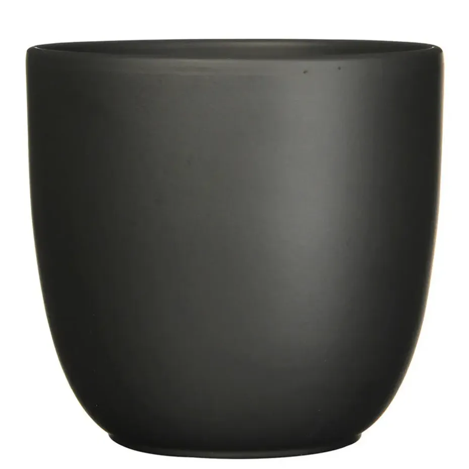 Mica Decorations Planten/bloempot Tusca - Zwart - D31/H28 cm