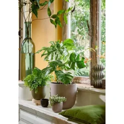 Mica Decorations Planten/bloempot Tusca - Zwart - D31/H28 cm