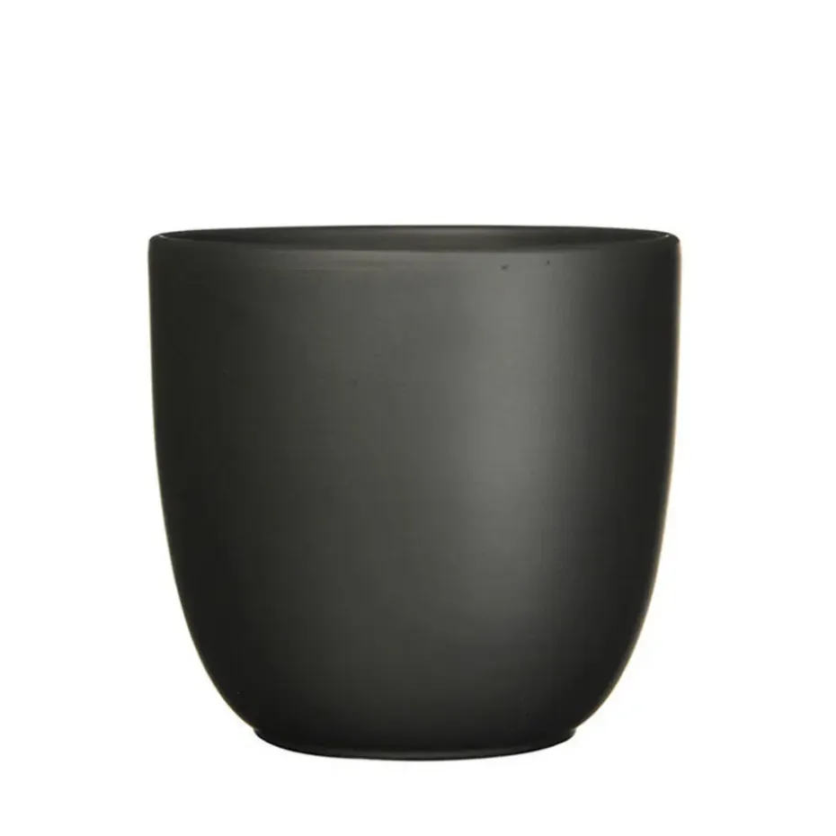 Mica Decorations Planten/bloempot Tusca - Zwart - D12/H11 cm