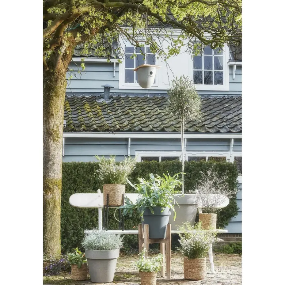 Mica Decorations Plantenpot - rotan - bruin - plantenmand - 12 x 12 cm