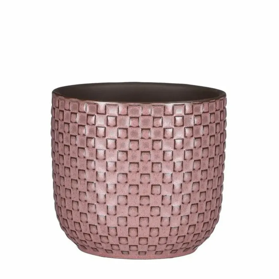 Mica Decorations Plantenpot - keramiek - roze - 12 x 11 cm