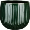 Mica Decorations Plantenpot - donkergroen - glans ribbel -27x25cm