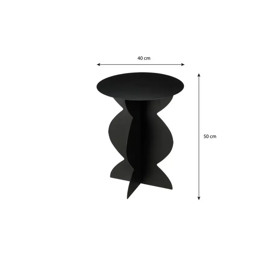 Mica Decorations Rafi Bijzettafel - H50 x Ø40 cm - IJzer - Zwart