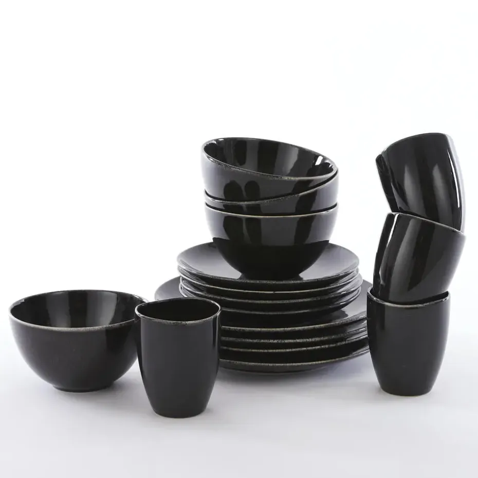 Mica Decorations Tabo Serviesset 4 persoons Keramiek Zwart