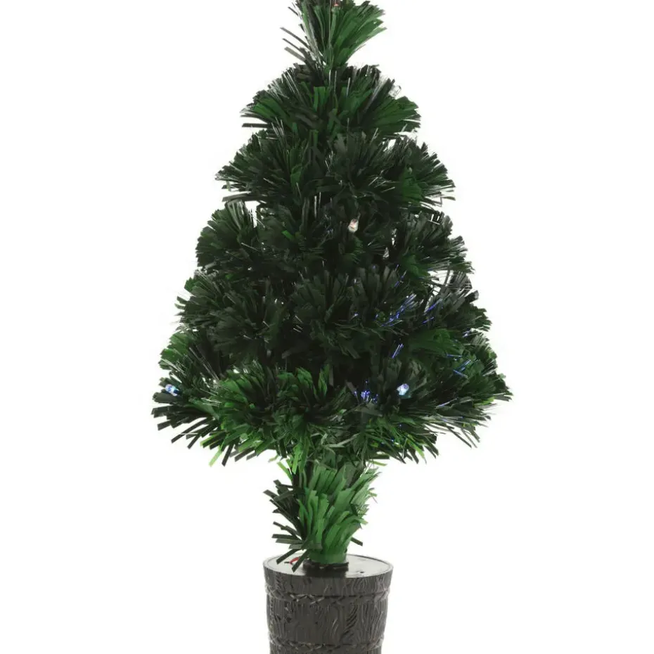 Mini kunst kerstboom - 42 cm - met kerstverlichting - led lampjes
