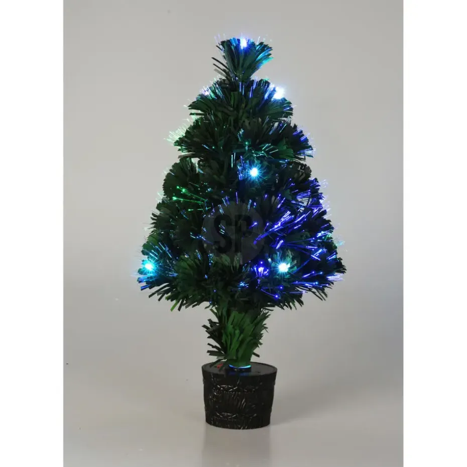 Mini kunst kerstboom - 42 cm - met kerstverlichting - led lampjes