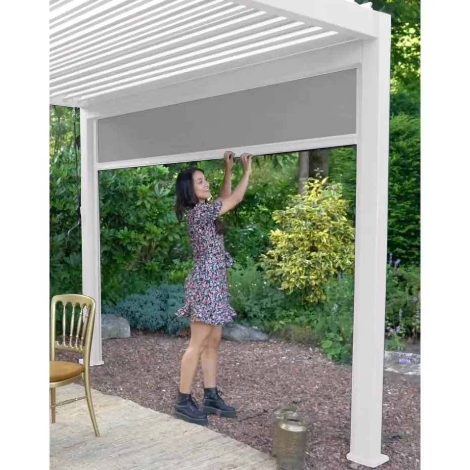 Mirador pull down zijscherm 4M windscherm wit