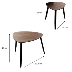 MISOU Bijzettafel Set van 2 - Bruin