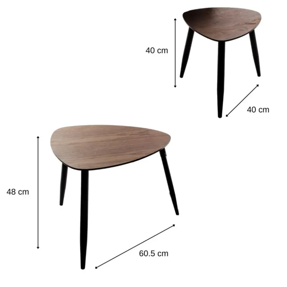 MISOU Bijzettafel Set van 2 - Bruin
