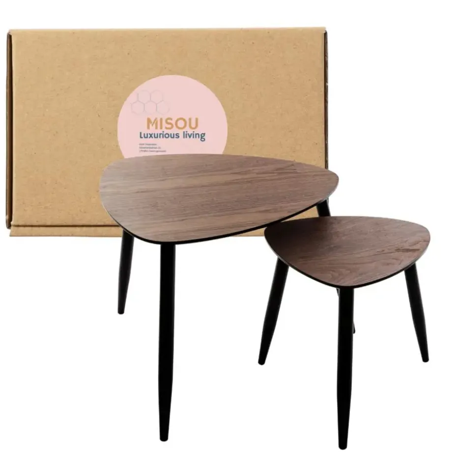 MISOU Bijzettafel Set van 2 - Bruin