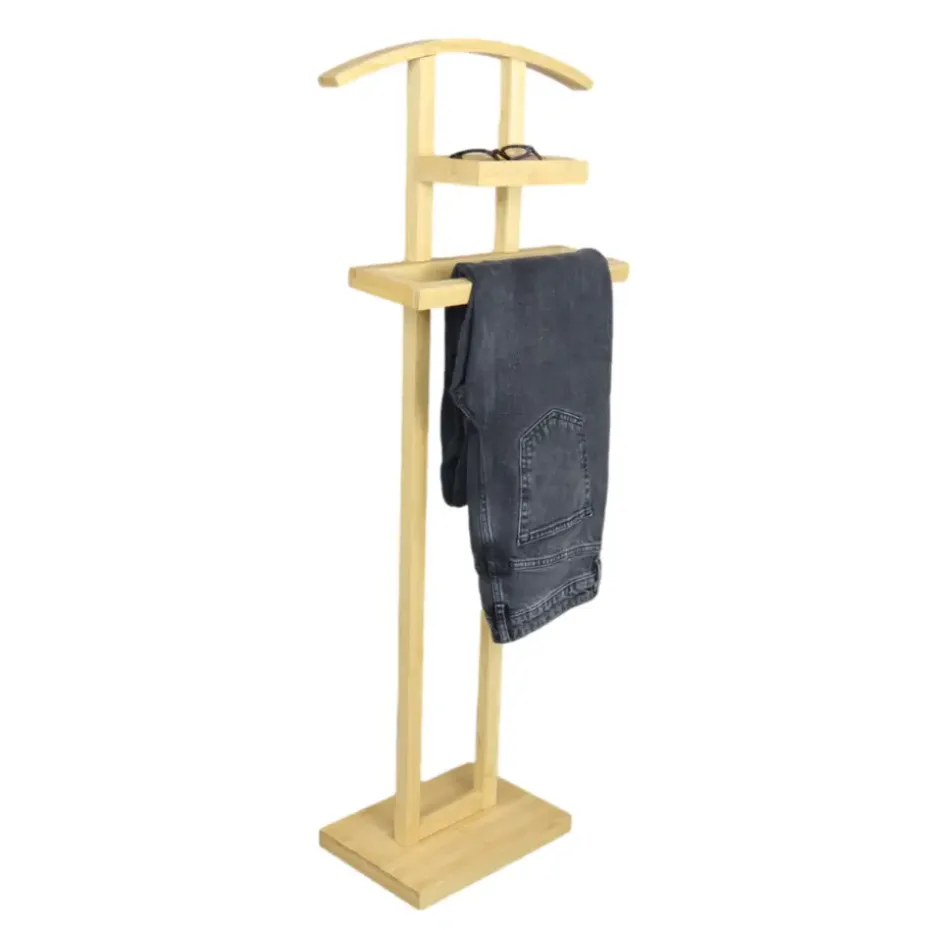 MISOU Dressboy Kledingstandaard Kledinghouder Bamboe Hout 44.8x22.2x114.2 cm