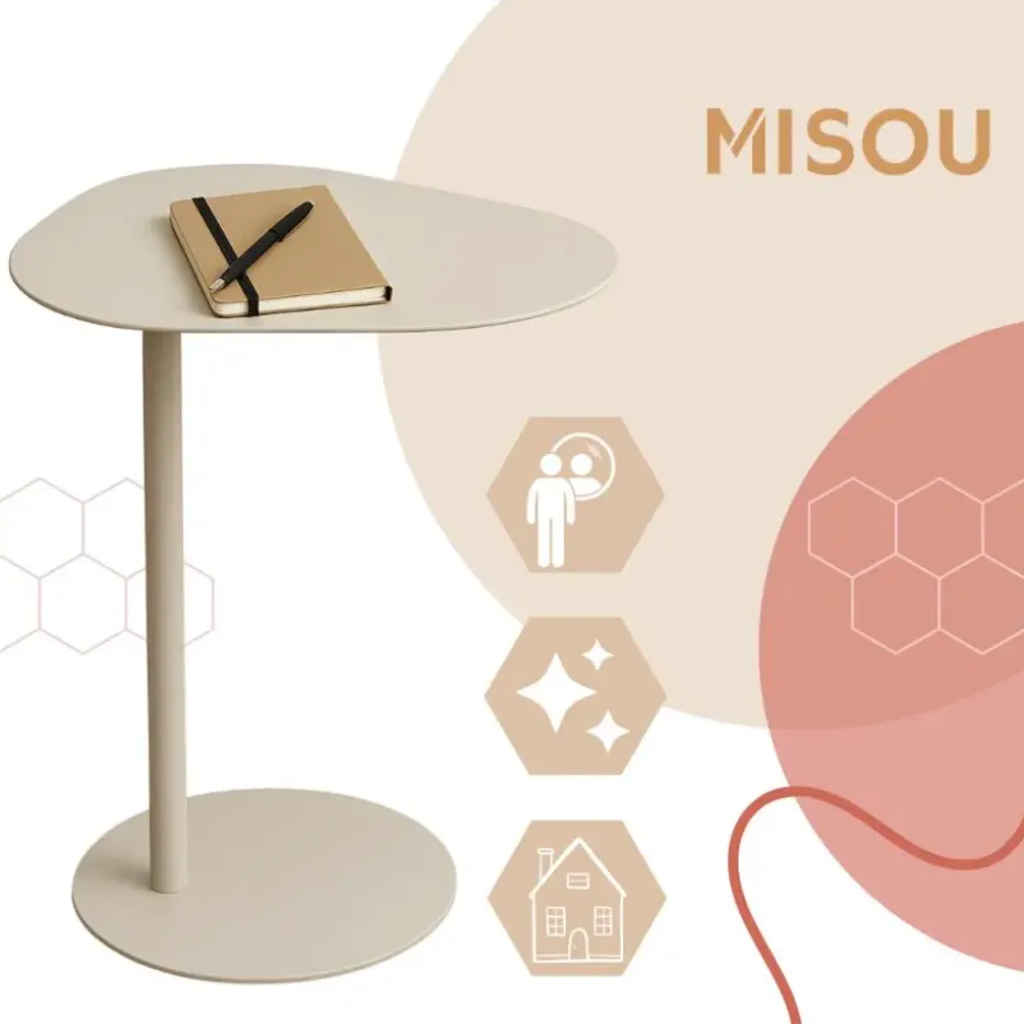 MISOU Organische Bijzettafel op Voet - Beige
